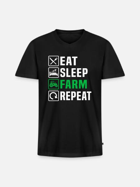 Eat Sleep Farm Repeat Farming - Men's Premium Organic T-shirt with V-neck - black