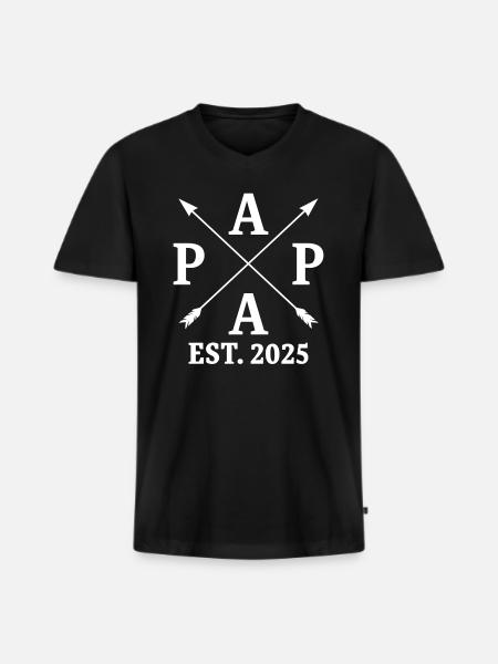 Papa Est. 2025 - Premium økologisk T-shirt med V-hals til mænd - sort