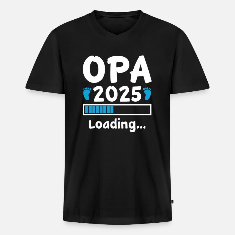 Opa 2025 Loading - Männer Premium Bio T-Shirt mit V-Ausschnitt - Schwarz