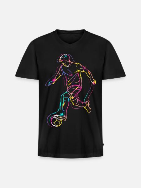 Soccer Player Line Art - Men's Premium Organic T-shirt with V-neck - black