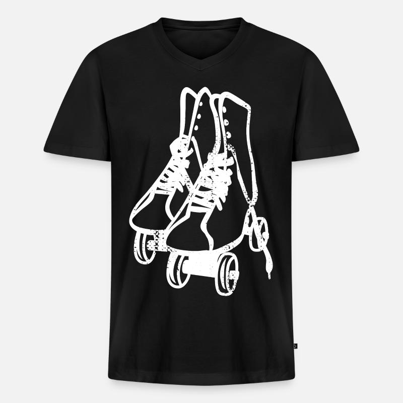 Retro Rollschuhe - Männer Premium Bio T-Shirt mit V-Ausschnitt - Schwarz