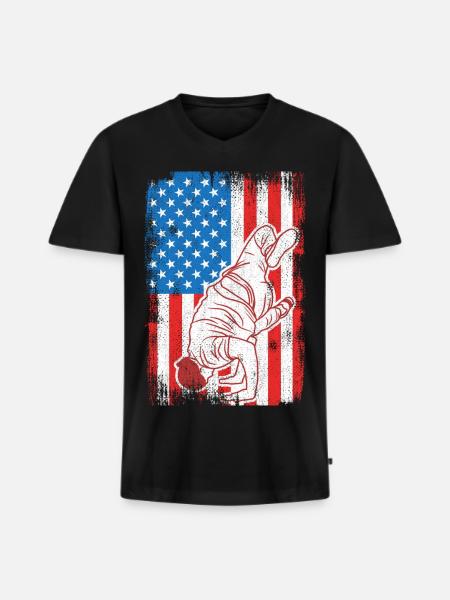 4. Juli USA Breakdance - Männer Premium Bio T-Shirt mit V-Ausschnitt - Schwarz