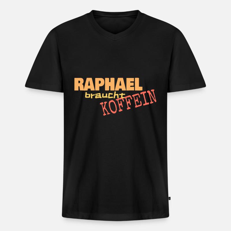 Raphael - Männer Premium Bio T-Shirt mit V-Ausschnitt - Schwarz