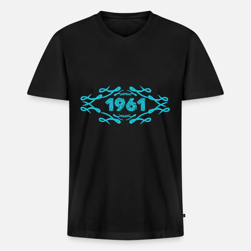 Geschenkidee 1961 - Männer Premium Bio T-Shirt mit V-Ausschnitt - Schwarz
