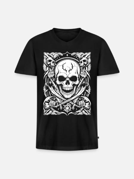 pirate skull - Men's Premium Organic T-shirt with V-neck - black