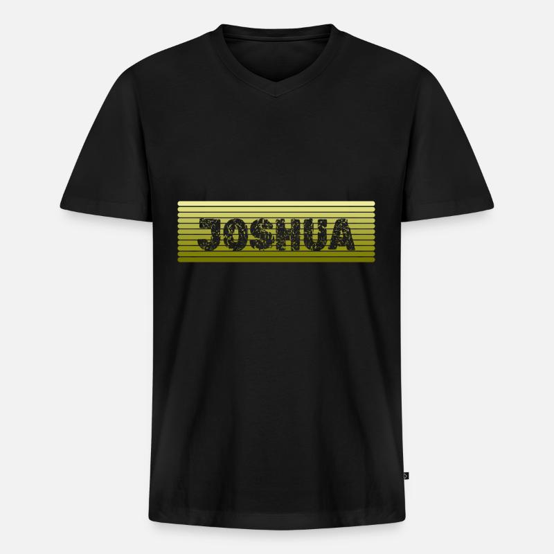 Retro Name Joshua - Männer Premium Bio T-Shirt mit V-Ausschnitt - Schwarz