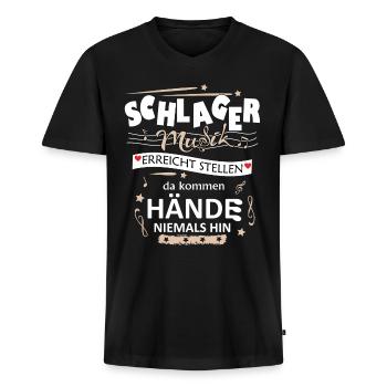 Schlagerparty Schlager Volksmusik Feiern Party - Männer Premium Bio T-Shirt mit V-Ausschnitt - Schwarz - Vorne - Nico (187cm)