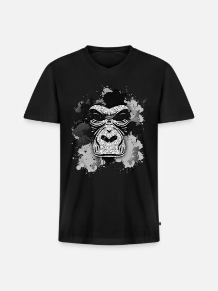 Gorilla - Men's Premium Organic T-shirt with V-neck - black