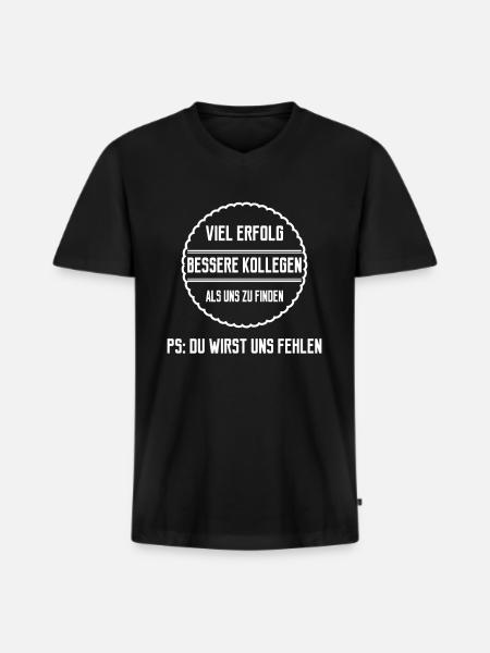 Abschiedsgeschenk Kollege und Mitarbeiter - Männer Premium Bio T-Shirt mit V-Ausschnitt - Schwarz