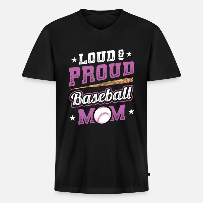 Laut und stolzer Baseball-Mutter - Männer Premium Bio T-Shirt mit V-Ausschnitt - Schwarz