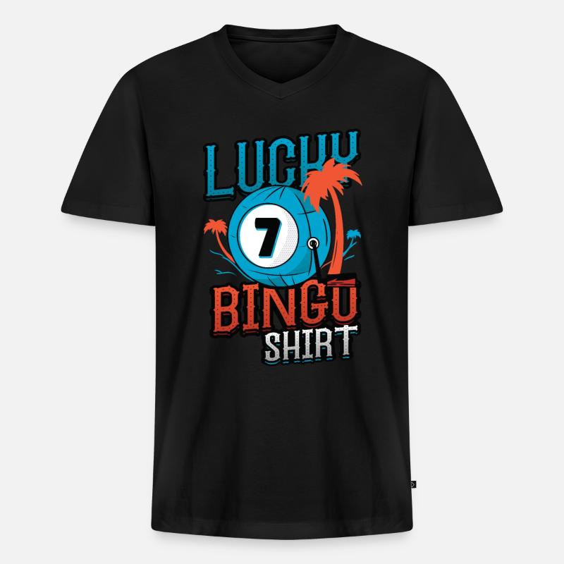 Glücks-bingo - Männer Premium Bio T-Shirt mit V-Ausschnitt - Schwarz