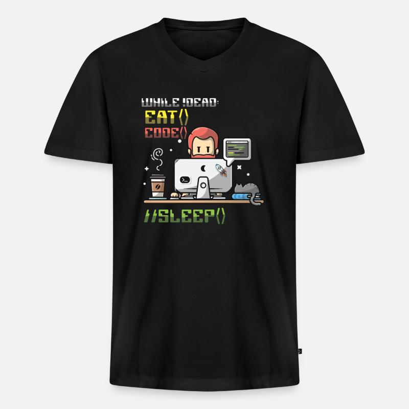 Programmer,Computer Programmer,Joke - Men's Premium Organic T-shirt with V-neck - black