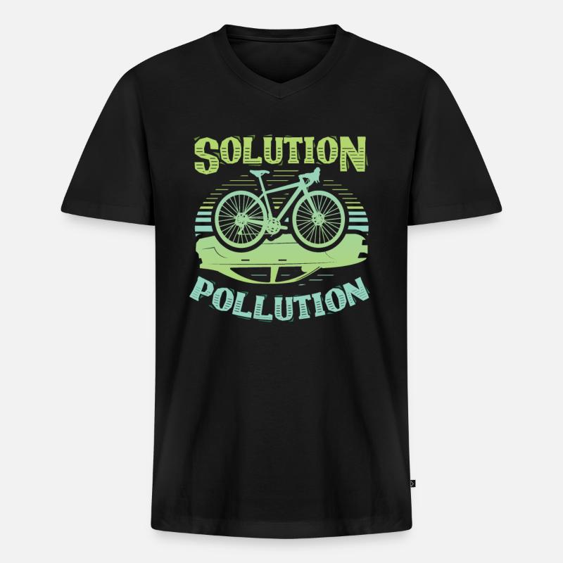 Polution Solution Environmental Protection Cycling - Men's Premium Organic T-shirt with V-neck - black