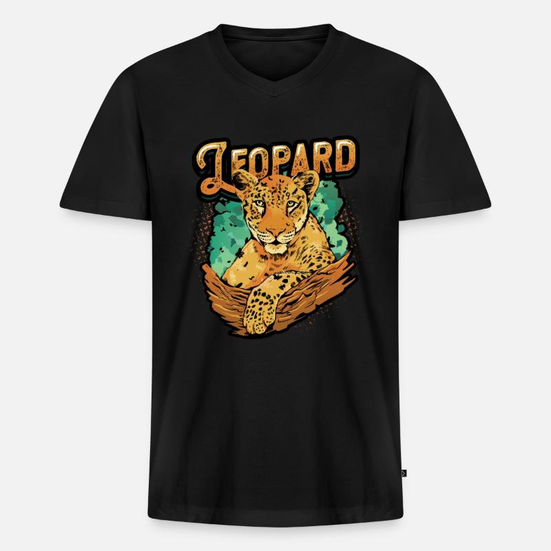 Leopard Lover Leopard Print - Männer Premium Bio T-Shirt mit V-Ausschnitt - Schwarz