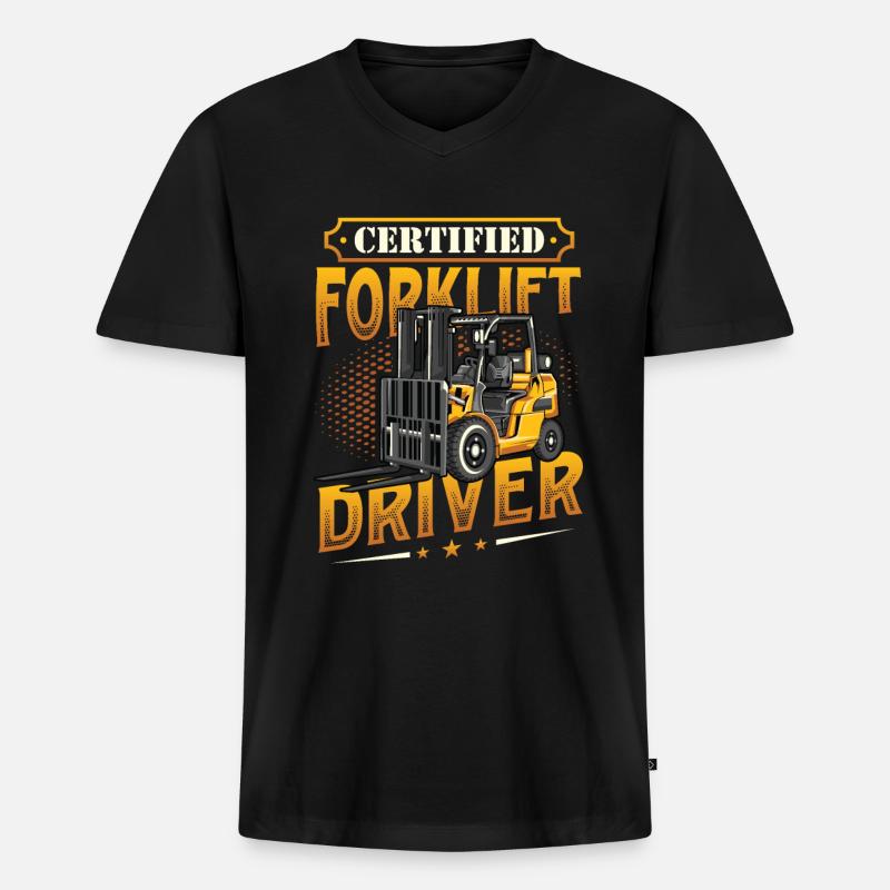 Zertifizierter Gabelstaplerfahrer - Männer Premium Bio T-Shirt mit V-Ausschnitt - Schwarz