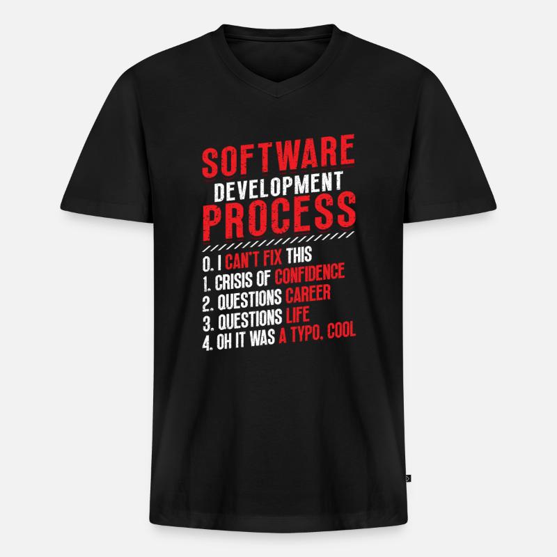 Software-Entwicklungsprozess, Programmierung - Männer Premium Bio T-Shirt mit V-Ausschnitt - Schwarz