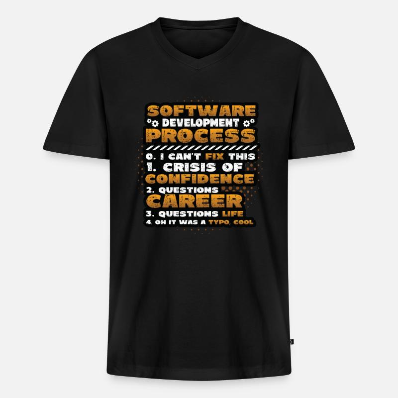 Software development process, programming - Men's Premium Organic T-shirt with V-neck - black