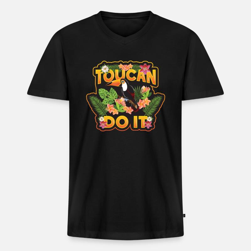 Toucan Do It - Männer Premium Bio T-Shirt mit V-Ausschnitt - Schwarz