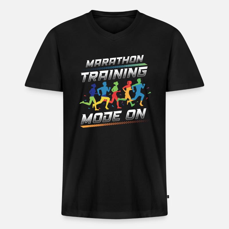 Marathon-Trainingsmodus, auf Marathon Runner - Männer Premium Bio T-Shirt mit V-Ausschnitt - Schwarz