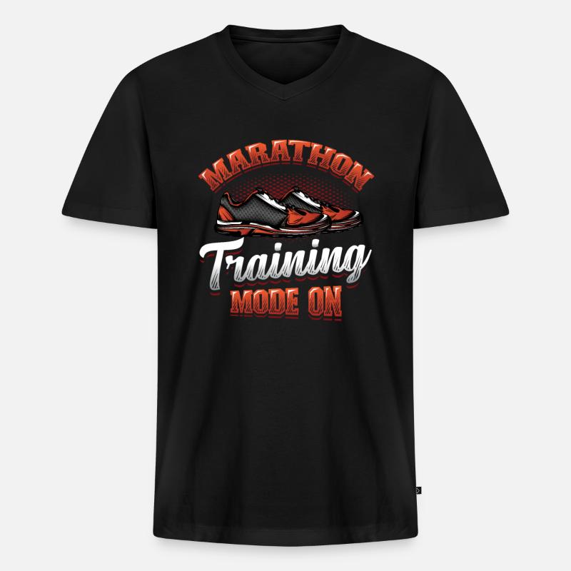 Marathon-Trainingsmodus, auf Marathon Runner - Männer Premium Bio T-Shirt mit V-Ausschnitt - Schwarz