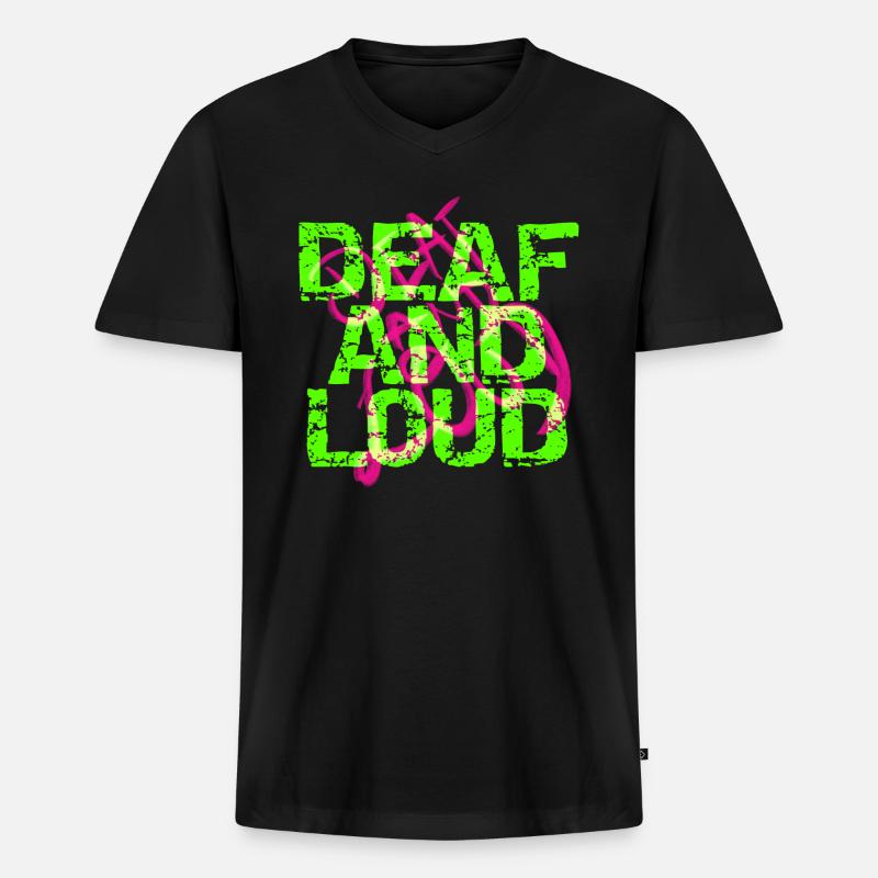Taub und laut - Männer Premium Bio T-Shirt mit V-Ausschnitt - Schwarz