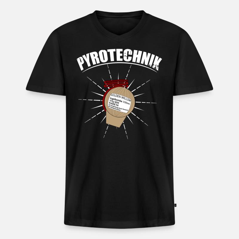 Pyrotechnik Feuerwerk Shell - Männer Premium Bio T-Shirt mit V-Ausschnitt - Schwarz