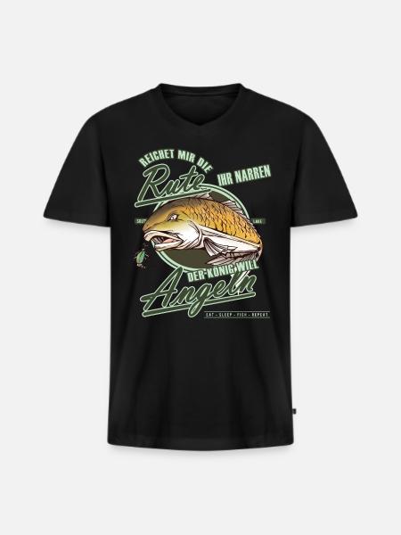 Geschenkidee für Angler - Männer Premium Bio T-Shirt mit V-Ausschnitt - Schwarz