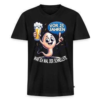 Vor 25 Jahren War Ich Schnellste - Männer Premium Bio T-Shirt mit V-Ausschnitt - Schwarz - Vorne - Nico (187cm)