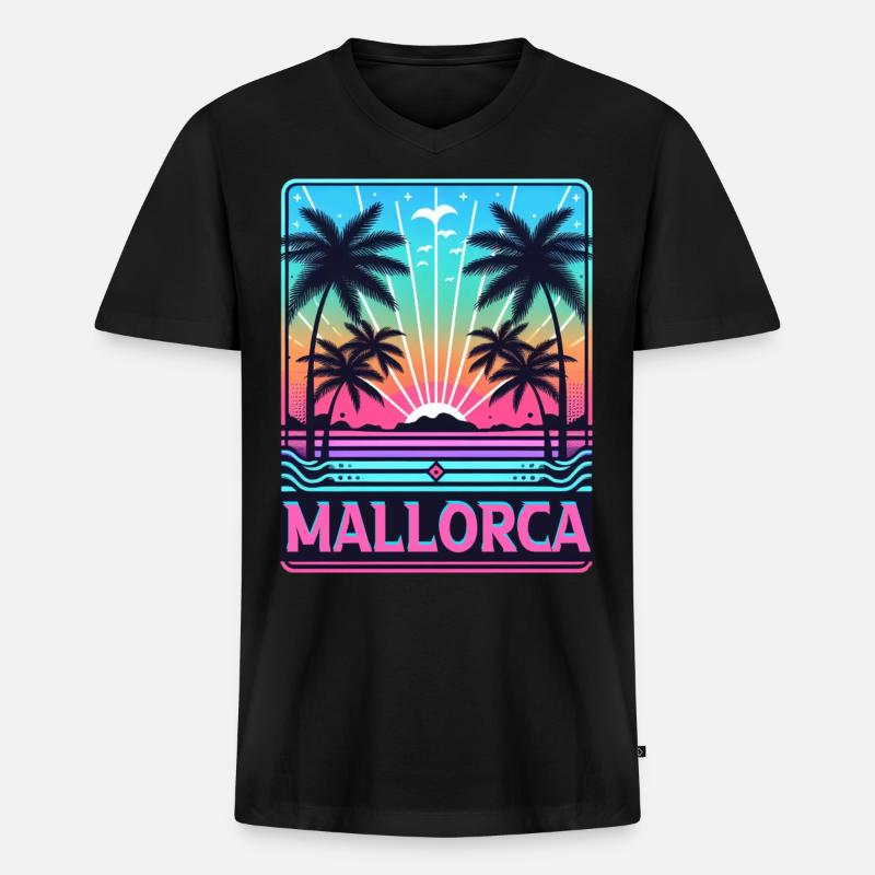 Mallorca - Männer Premium Bio T-Shirt mit V-Ausschnitt - Schwarz
