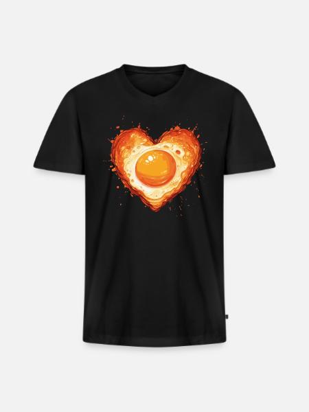 Fried egg is love - Men's Premium Organic T-shirt with V-neck - black
