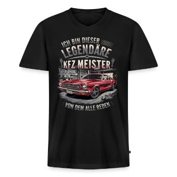 Ich Bin Dieser Legendäre KFZ-Meister - Männer Premium Bio T-Shirt mit V-Ausschnitt - Schwarz - Vorne - Nico (187cm)
