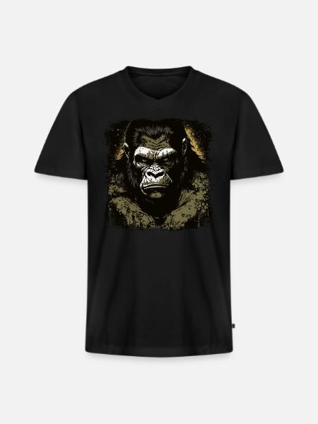 Gorilla - Men's Premium Organic T-shirt with V-neck - black