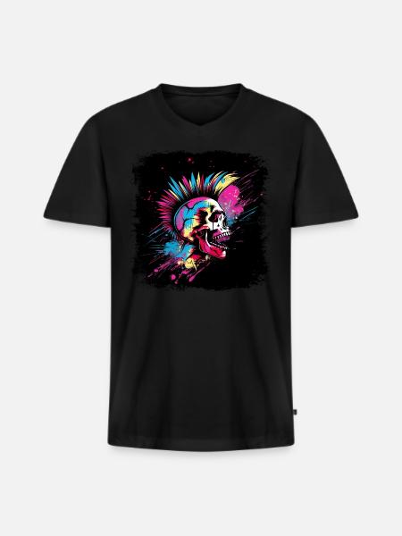 Punk Zombie Mohawk - Men's Premium Organic T-shirt with V-neck - black