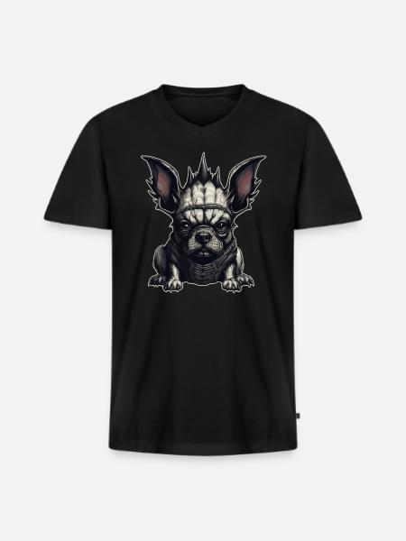 Gothic French Bulldog - Men's Premium Organic T-shirt with V-neck - black