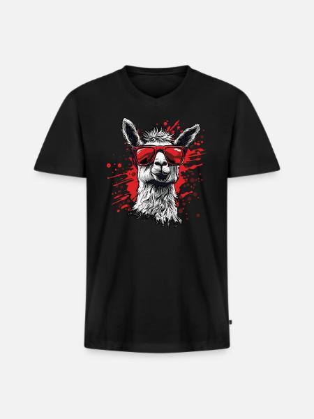 Funny Llama Alpaca - Men's Premium Organic T-shirt with V-neck - black