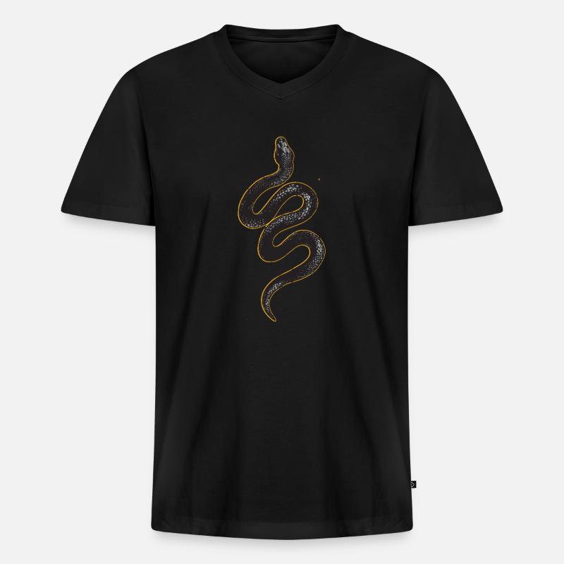 Schlange, Schlangenflüsterer Geschenk - Männer Premium Bio T-Shirt mit V-Ausschnitt - Schwarz