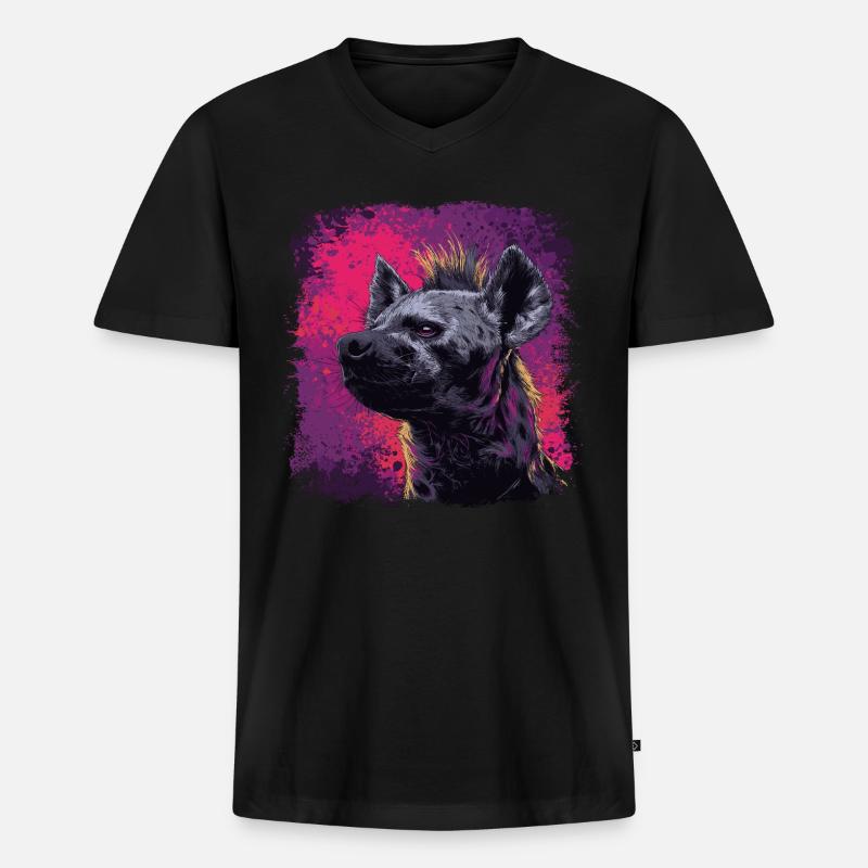 Punkrock Hyäne - Männer Premium Bio T-Shirt mit V-Ausschnitt - Schwarz