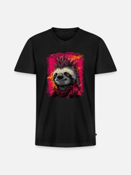 Cool Punk Rock Sloth - Men's Premium Organic T-shirt with V-neck - black