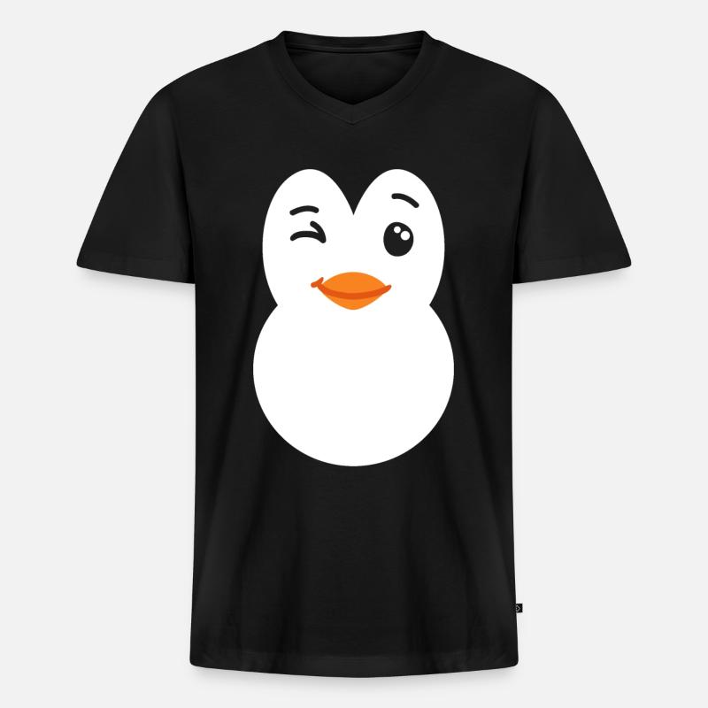 Pinguin Kostüm - Männer Premium Bio T-Shirt mit V-Ausschnitt - Schwarz
