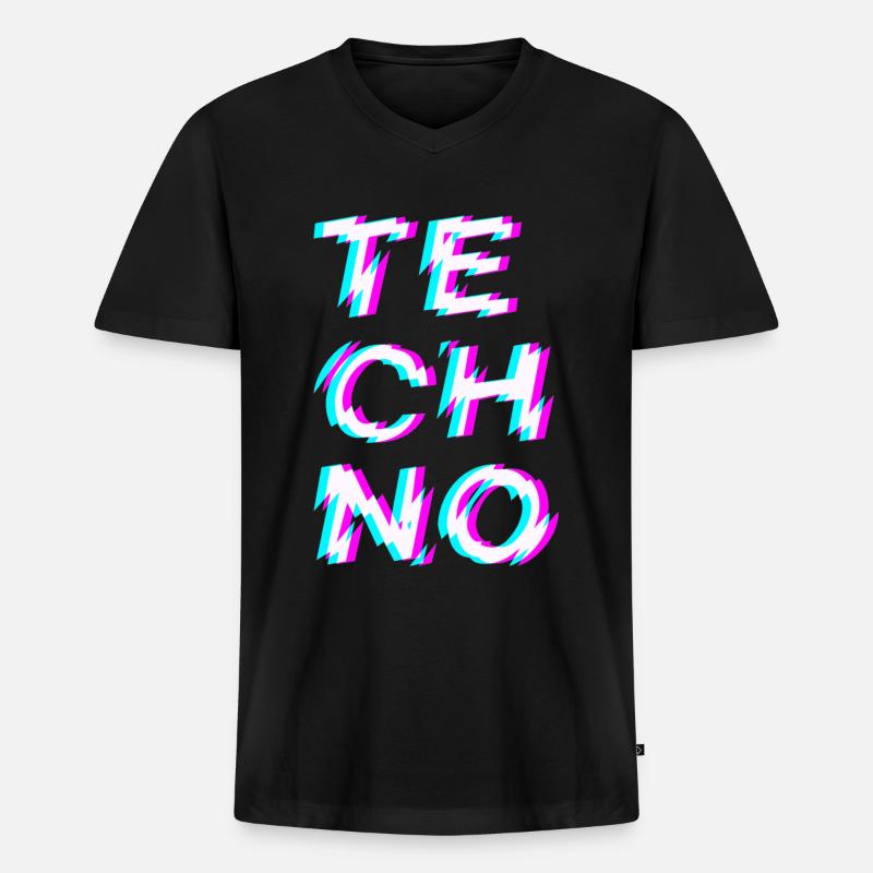 Techno Rave - Männer Premium Bio T-Shirt mit V-Ausschnitt - Schwarz