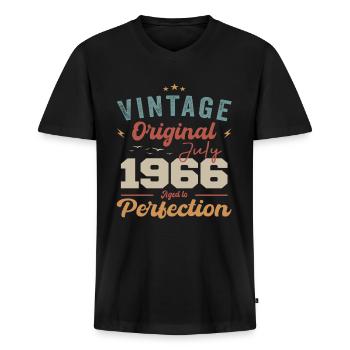 Juli 1966 Geburtstag Juli 1966 Original 1966 Juli - Männer Premium Bio T-Shirt mit V-Ausschnitt - Schwarz - Vorne - Nico (187cm)