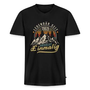 Legendär seit 1969 Jahrgang Vintage Geburtstag - Männer Premium Bio T-Shirt mit V-Ausschnitt - Schwarz - Vorne - Nico (187cm)