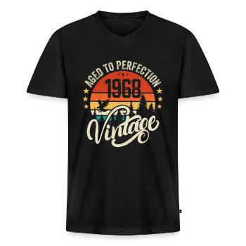 1968 Vintage - Geburtstagsgeschenk 1968 Retro 1968 - Männer Premium Bio T-Shirt mit V-Ausschnitt - Schwarz - Vorne - Nico (187cm)