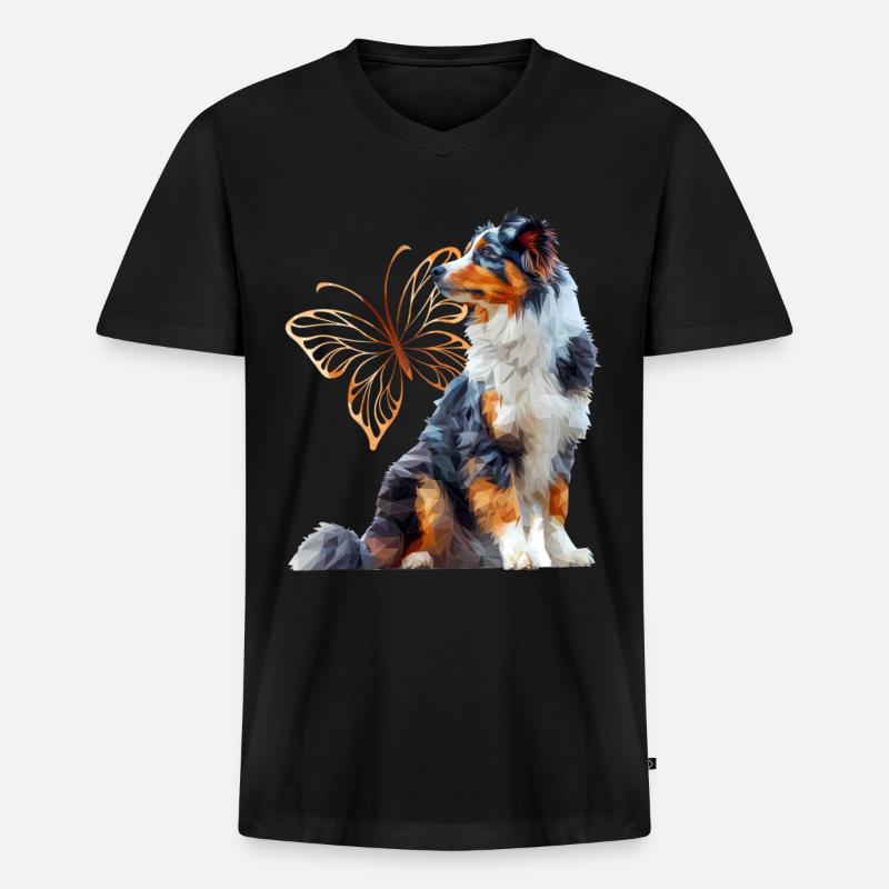 Englisches Schäferhund - Männer Premium Bio T-Shirt mit V-Ausschnitt - Schwarz