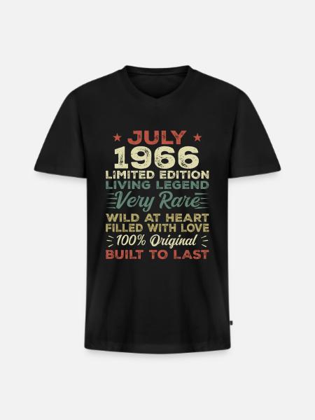 Cadeau juli 1966 Jubileum Juli 1966 Verjaardag - Mannen Premium Bio T-shirt met V-hals - zwart