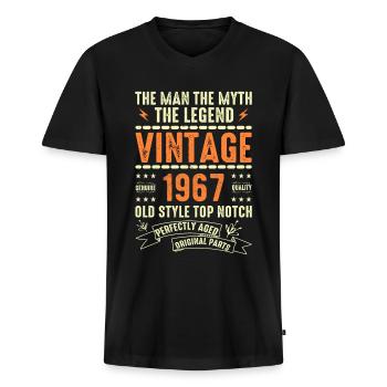 1967 Jubiläumsgeschenk Jahrgang 1967 Vintage 1967 - Männer Premium Bio T-Shirt mit V-Ausschnitt - Schwarz - Vorne - Nico (187cm)