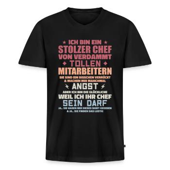 Ein stolzer chef von verdammt tollen mitarbeitern - Männer Premium Bio T-Shirt mit V-Ausschnitt - Schwarz - Vorne - Nico (187cm)