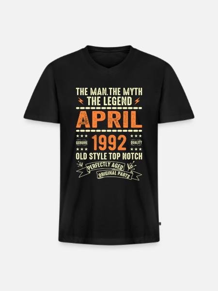 april 1992, APRIL 1992 - Männer Premium Bio T-Shirt mit V-Ausschnitt - Schwarz