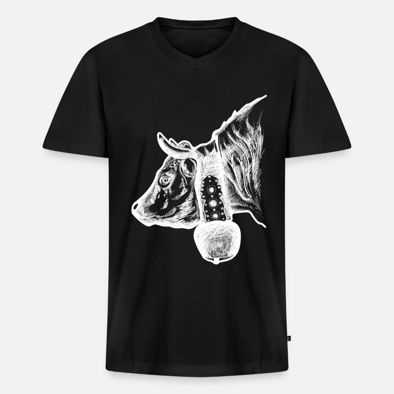 Eringer Kuh, Eringer, Königin Kampf - Männer Premium Bio T-Shirt mit V-Ausschnitt - Schwarz