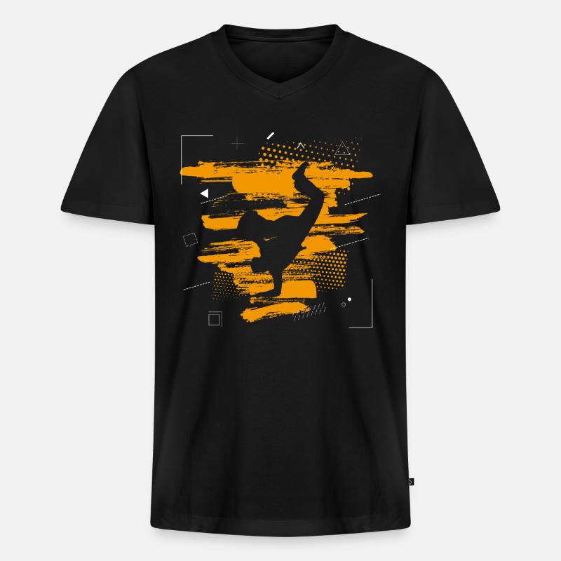 Breakdance Abstrakt - Männer Premium Bio T-Shirt mit V-Ausschnitt - Schwarz